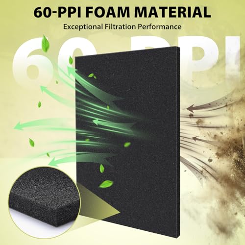 Air Filter Foam Sheet, 60 PPI Coarse Polyurethane Foam - Washable, Reusable, Cut-to-Size Filter for Motorcycle, Vacuum Cleaner, Air Purifiers, Fish Tank, Engine Air Filter Replacement (18"x12"x0.6")