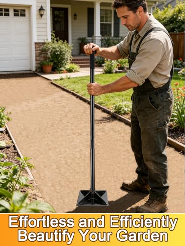 Upgraded Heavy-Duty Steel Tamper, 10"x10" Effortless Ergonomic Soil Tamper Tool with 48" Durable Handle, Garden Landscaping Hand Tools for Ground & Gravel Leveling Dirt Compactor - style: 10x10 Inches