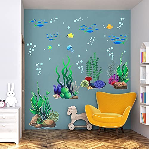 Zonon Under The Sea Wall Decals Coral Reef and Seaweed, Ocean Wall Decals Stickers, Undersea Decor Stickers, Underwater Sea Stickers for Nursery Living Room Office(Classic Style) - style: Classic