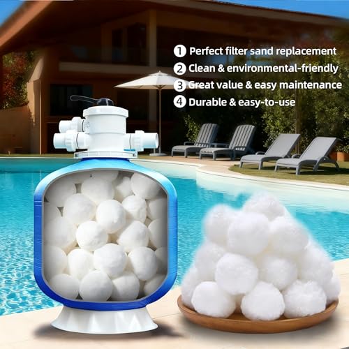 YUAN LIN 3.1 lbs Pool Filter Balls for Sand Filter, Reusable Pool Fiber Filter Balls, Pool Filter Media Balls for Swimming Pool Replace 100 lbs Filter Sand, Lasts for Several Seasons, White - color: White
