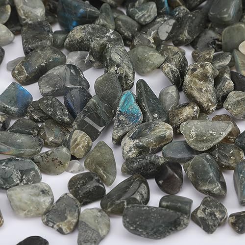 gemshan 2lb/910g Labradorite Stone Chips Crushed Irregular Rock for Fish Tank Aquarium Gravel Flowerpot Decoration - color: Labradorite