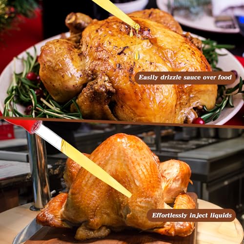Baster for Cooking Turkey Baster Syringe with Cleaning Brush Baster for Cooking for Hot Liquids Meat and Food Injector Turkey Baster for Aquarium (Red)