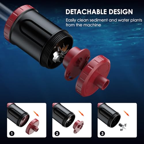 36W Electric Aquarium Vacuum Gravel Cleaner: Fish Tank Vacuum Gravel Cleaner with Strong Suction for Automatic Water Change Algae Remover Sand Wash Water Shower and Water Circulation, Timed Off