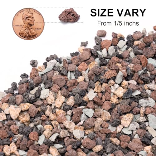 Pulovin 2.5lbs Mix Horticultural Lava Rocks for Plants, 1/5 Inch Potting Soil Amendment for Succulents, Cacti, Bonsai, Decorative Gravel Plant Drainage Volcanic for Terrarium, Top Dressing - color: Multi