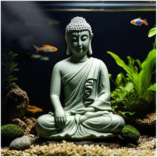 livelyfish Aquarium Buddha Statue Asian Japanese Fish Tank Decoration Zen Buda Figurines Stone Buddha Sculpture Ornaments for Fish Tank,Gift (B) - size: B