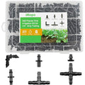 300 Pcs Barbed Connectors Irrigation Fittings Kit, Drip Irrigation Fittings 1/4” Tubing Connectors for Drip or Sprinkler Systems-Couplings, Single Barbs, End Plugs, Elbows, Tees, 4-Way Coupler - size: 300P-Irrigation Fittings Set