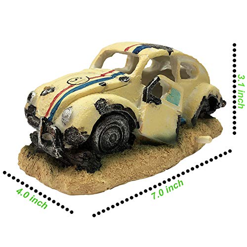 SLOCME Aquarium Bubble Wreck Car Decorations - Fish Tank Bubble Car Decor for Air Bubbler Oxygen Pump，Resin Material Car Decor