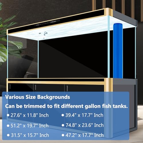 XCNO Aquarium Background Static Cling Black Fish Tank Background Wallpaper Fish Tank Backdrop Vinyl Aquarium Poster Background 47 x 18 in - size: 47.2" x 17.7" In