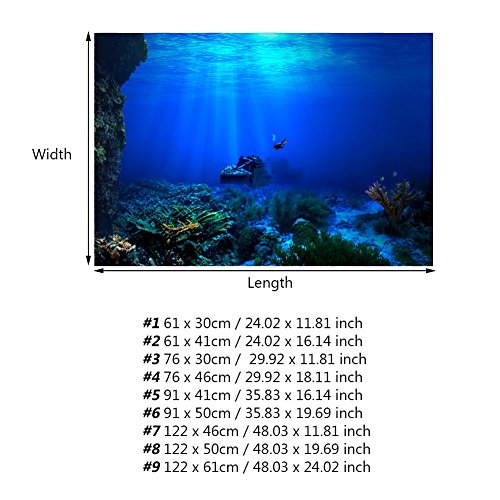 Aquarium Poster 3D Effect Adhesive, Aquarium Background Decoration Seaworld Poster Self-Adhesive Underwater Decor 24.02 x 16.14 inch - size: 24.02 x 16.14 inch