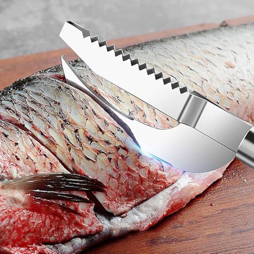 minkissy 2pcs Stainless Steel Fish Scale Remover and Belly Opener Tool Set Multi-use Reusable Seafood Cleaning Kitchen Gadgets for Home Cooking