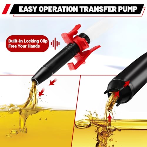 Fuel Transfer Pump Battery Powered - Portable Gas Pump With Clip - Red