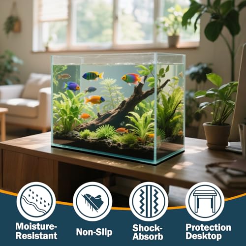 2 Packs 23.6 x 15 Inch Aquarium Fish Tank Leveling Pad, 6mm Thick Foam Fish Tank Mat Non-Slip Neoprene Foam Shockproof Easy Cut for Water Stable Floor Protection Black - size: 23 x 15 Inch, style: Adhesive-backed