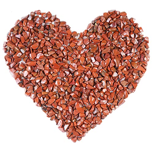 Crocon 1 LB Crushed Red Jasper Chips Bulk Stones 2000+ Carats Natural Quartz Pieces Irregular Shape Gemstones for House Warming Gifts New Home and Chakra Healing Crystals Home Decor Gifts for Women - color: Red Jasper Chips, size: 1 Pound