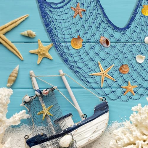 2 Pack Fish Net Decorations for Party - color: Peacock Blue