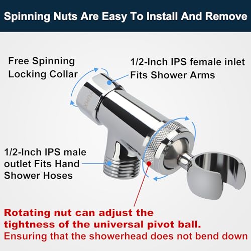 YUHX All Metal Shower Head Holder and Hose Stainless Steel Extra Long 6 ft,Adjustable Handheld Shower Arm Bracket,Premium Chrome - style: C-Style Chrome
