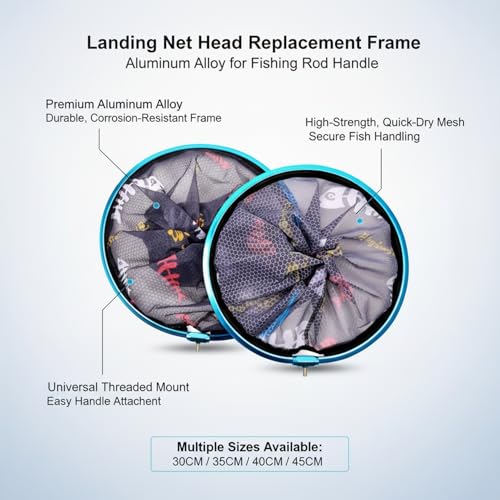 Aluminum Alloy Landing Net Head Replacement Frame for Fishing Rod Handles - Blue - size: 15.75 x 15.75 x 15.75"