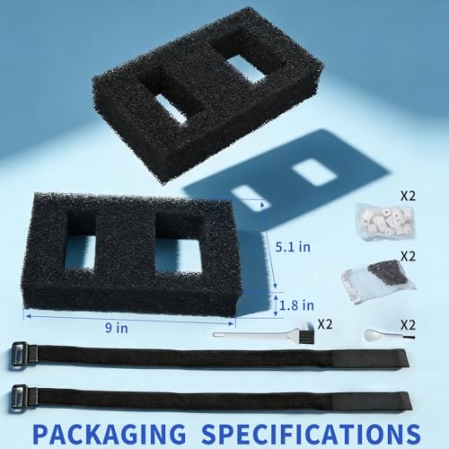 2 Set A1376 Aquarium Filter Media for EVO Betta Fluval SPEC Flex Desktop Aquarium Series Foam Replacement Set Includes 2 Foam Filter 2 Carbon Refills 2 Ceramic Rings 2 Brushes and Filter Cord