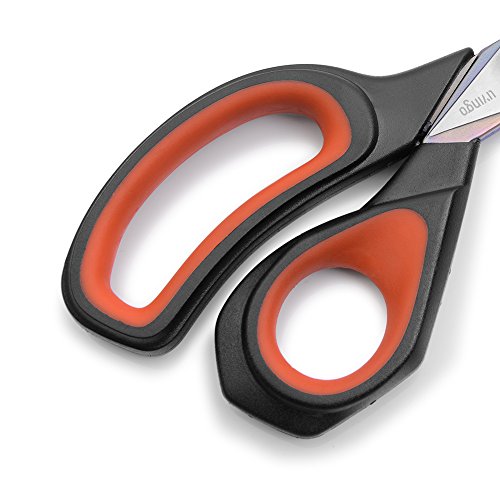 LIVINGO 2 Pack Premium Tailor Scissors Heavy Duty Multi-Purpose Titanium Coating Forged Stainless Steel Sewing Fabric Leather Dressmaking Comfort Grip Shears Professional Crafting (8.5 & 9.5INCH) - color: Black & Red