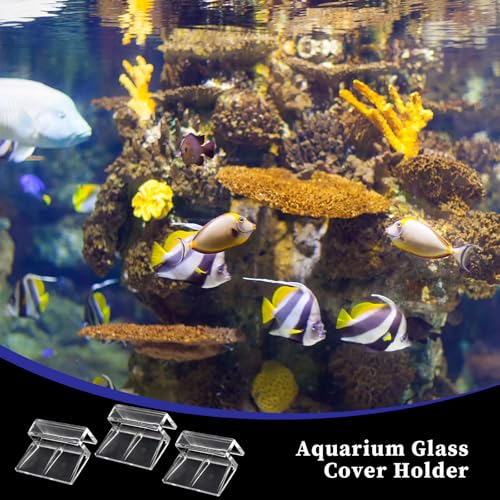 Sliverdew 6 PCS Aquarium Lid Clips, 8mm Clear Acrylic Fish Tank Lid Holder Aquarium Hoods Support Clamps for Rimless Fish Tank Glass Top - for Thickness 8mm - size: for 8mm thickness