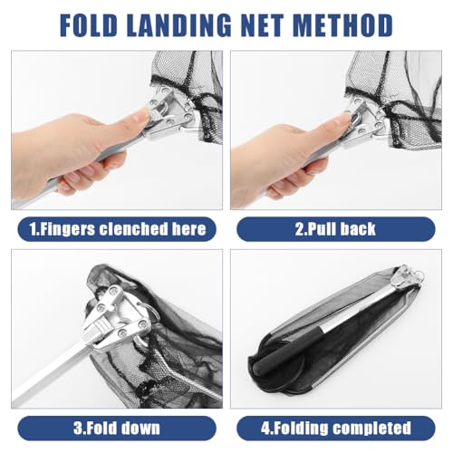 Fishing Net Foldable Minnow Nets with Aluminum Collapsible Telescopic Pole Handle and Nylon Mesh, Small Fishing Landing Net, Safe Fish Catching or Releasing