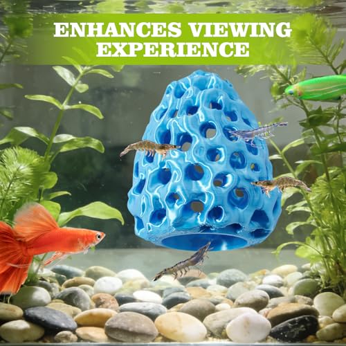 Shrimp Dome Hide, Shrimp Hides for Aquarium, Betta Fish Hideout with Suction Cup, Betta Habitat Tank Ornament Accessories, Aquarium Decor for Small Fish Guppy Hiding Resting (Blue) - color: Blue