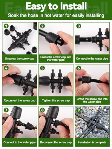 20PCS Locked Barbed Tee Connectors, Kalolary 5/16" to 1/4" Drip Irrigation Fittings Kit 8/12mm to 4/7mm Tube Lock Female Connector 6-Way Barbed Lock Irrigation Parts for Watering System (Black) - color: Black 5/16" to 1/4" 6-Way