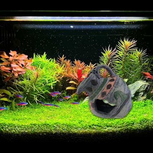 1 Pcs Aquarium Decorations Rock, Fish Tank Resin Ornaments, Shrimp Hollow Hideout House, Fish Shrimp Tank Decor Cave for Hiding, Teapot Design - size: 5.5"x4.33"x4.5"/140x110x115mm(LxWxH)