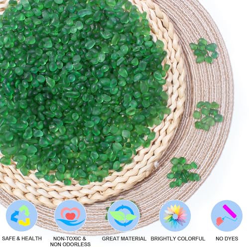 Keedolla Green Fish Tank Gravel Aquarium Frosted Glass Rocks, 0.5 Lb Mini Fish Tank Pebbles Stones Marbles for Vase Fillers, DIY Crafts and Succulent Plants Decor, 6-9mm - color: Green, size: 0.5 LB