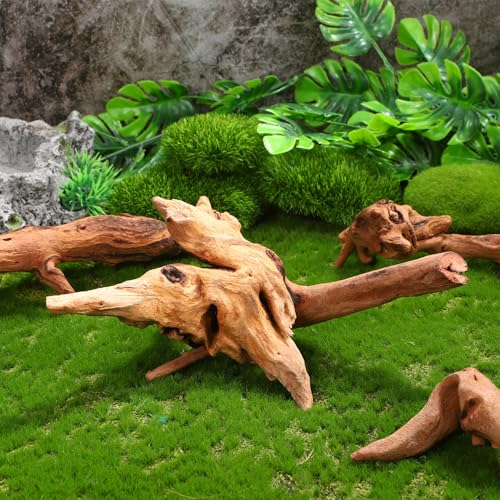 4pcs Driftwood for Fish Tank Aquarium Decor, Natural Driftwood Branches 15-20cm for Freshwater Aquascaping and Reptile Habitat Accessories