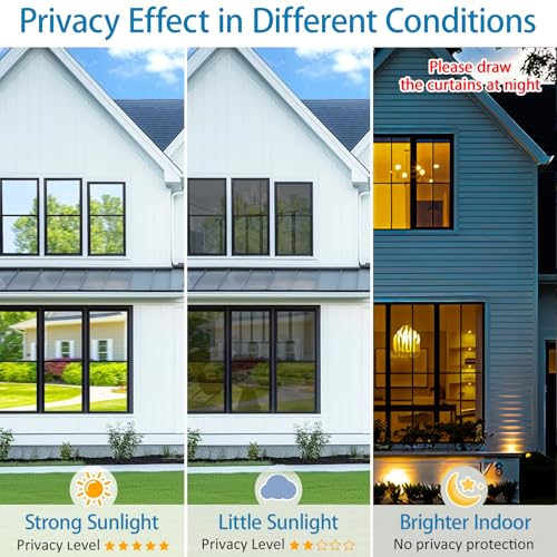Niviy Home Window Tint Film Heat Blocking, Daytime Privacy One Way Mirror Window Film, Heat Reflective Window Privacy Film See Out But Not in, Black Silver, 23.6 Inch X 78.7 Inch - color: Black Silver, size: 23.6"x 78.7"