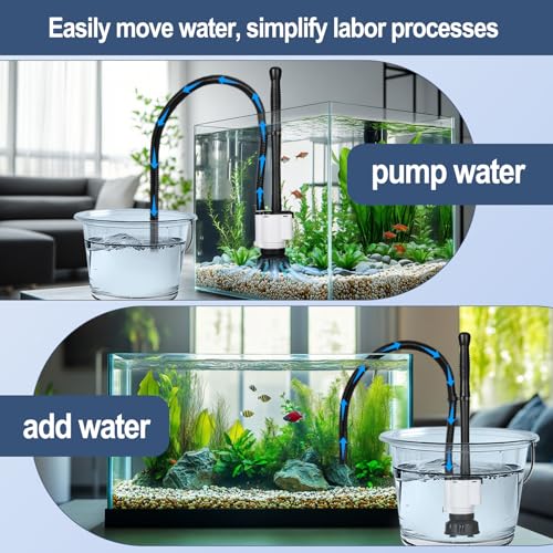 AQQA Electric Aquarium Gravel Cleaner, 8 in 1 Fish Tank Vacuum 480GPH 30W with Water Changer Sand Washer Filter Pump Oxygen Boost, Gravel Vacuum for Freshwater Saltwater Turtle Tanks