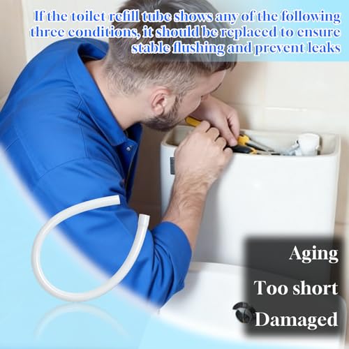 2PCS Plastic Toilet Refill Tube Hose Replacement Parts Compatible with 100, 200, 200A, 400A and Most Other Valves, 9.84 Inch white