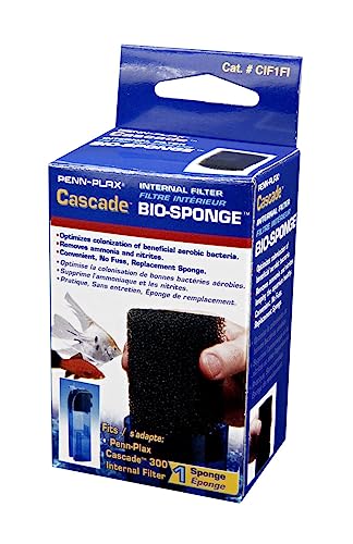 Penn-Plax Cascade 300 Replacement Bio-Sponge - 1 Pack Aquarium Filter Sponge for CIF1 Submersible Internal Media Filter - Easy-to-Clean - Fresh & Saltwater Filtration - Black, 2 x 1.75 x 1.75 Inches - size: Cascade 300 Replacement Bio-Sponge