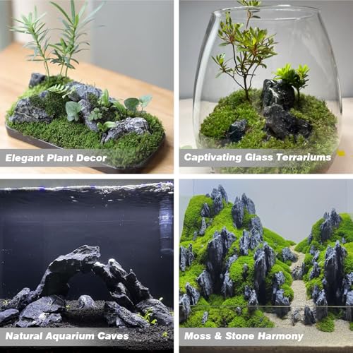 Unocho Seiryu Stone Aquarium Rocks 40lb Natural Fish Tank Rocks for Aquascaping Garden Landscaping Decoration Paludarium Amphibian Enclosures(3-12 Inches) - size: 40LB(3-12 inches)
