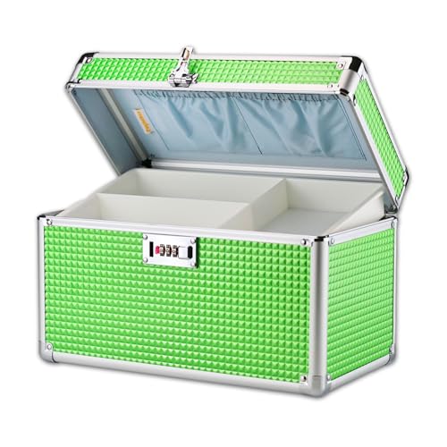 Portable Combination Lock Storage Box with Handle – Multipurpose Locking Case for Home & Outdoor Use, Secure Storage for Accessories, Medicine, Cosmetics, Toys & Tools (Green, Large) - color: Green, size: Large