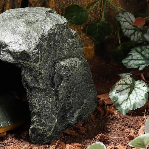 IBWell 7.1 Inch Reptile Hides Resin Tortoise Hideout for Hiding and Basking Aquarium Rock Caves for Snake Bearded Dragon Fish Lizard - size: Medium