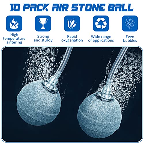 Reginary 10 Pcs Air Stones 2 Inch for Aquariums, Ponds, Hydroponics, Ball Oxygen Bubbler Diffuser Stone Bubble Aerator for Air Pump, Fish Tank, Bucket, and DWC Reservoirs (Grey) - color: Grey