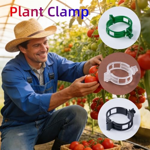 200Pcs Garden Vine Plant Support Clips,Plastic Fixing Clips for Securing and Training Climbing Plants,Tomatoes,Grapes,Vine Vegetables and Potted Plant (200, White) - color: White