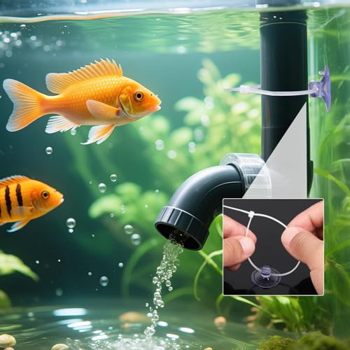 Aquarium Suction Cups, 15 Pcs Small Mini Suction Cups with 30 Pcs Zip Ties for Fish Tank Plants Holder Binding Moss Shrimp Nest Landscape Fixation