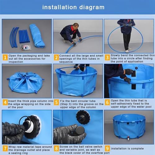 Waterproof PVC Folding Fish Pond Pool with Drain Valve - Temporary Outdoor Tank for Koi, Saltwater Fish & Aquatic Life - Durable Tarp for Fish Keeping - size: 1.5X0.6m