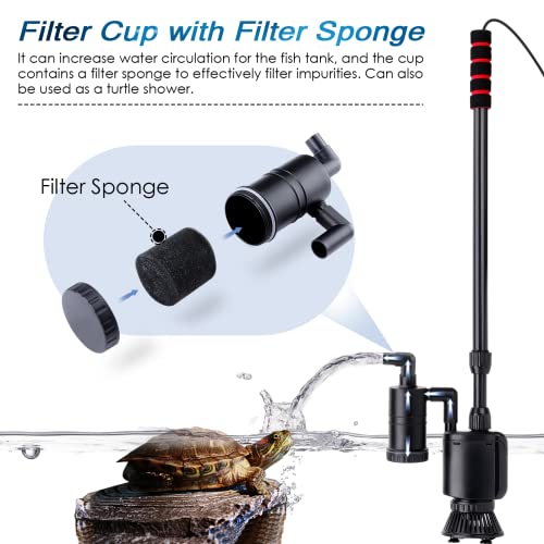 AQQA Electric Aquarium Gravel Cleaner, 6 in 1 Automatic Fish Tank Cleaning Tools Gravel Vacuum for Aquarium, Suitable for Change Water Wash Sand Water Filter and Water Circulation (320GPH, 20W) - size: 6-in-1 Aquarium Gravel Cleaner