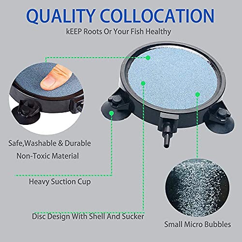kathson 4.2-Inch Air Stone Disc Bubble Diffuser 6 PCS with Suction Cups Fish Tank Air Pump Round Dissolved Oxygen Airstone Decoration for Hydroponics Pond Aquarium Aquaponics - size: 4.2 Inch / 6 PCS