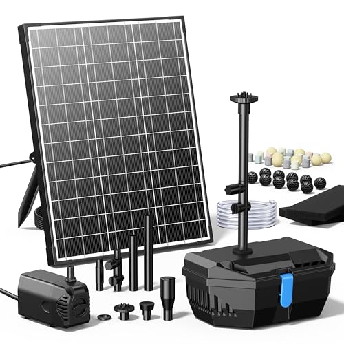 NFESOLAR Solar Water Fountain Kit, Pond Filter with 20W Solar Panel, 120 GPH Solar Water Pump, 4 Sprayers for Outdoor Pond 120-300 Gallons, Fish Tank and Garden Water Features N3212 - size: 20W
