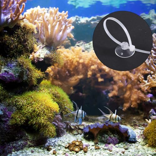 Thinp 30 Pcs Aquarium Suction Cups with 30 Pcs Adjustable Cable Ties, Clear Fish Tank Suctions Cups-Small Suction Cups for Aquarium Plants Planter Moss Shrimp Nest
