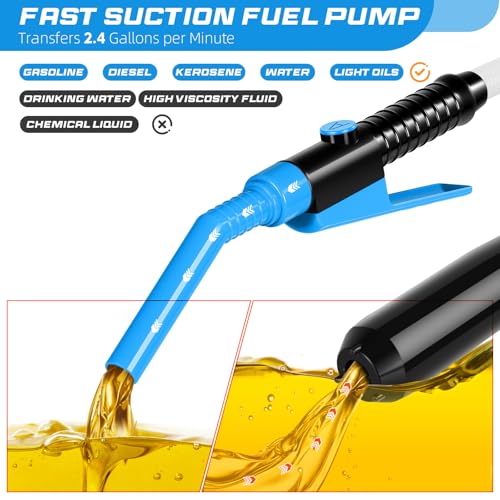 Portable Transfer Pump Battery Operated Electric Siphon Pump for Gas, Fuel, Diesel, Water Transfer 2.4 GPM Flow Oil Extractor, 47 Inches Hose-Easy to Use Hand Fuel Pump, Multi-Use Transfer Pump(Blue) - size: 1 Pack Blue 2