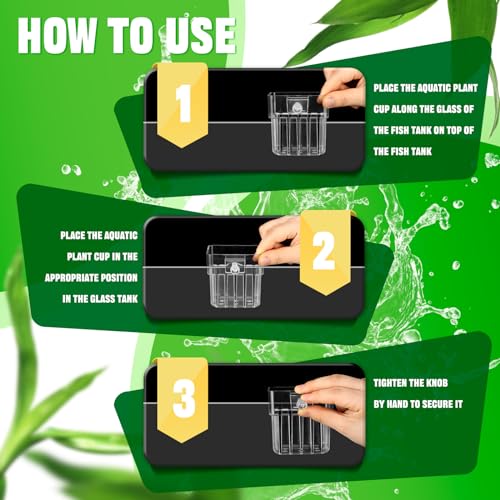 Dandat 8 Pcs Clear Acrylic Aquarium Plant Holder with Hooks Top Aquarium Plant Hanging Fish Tank Cup Pots Aquascape Decoration for Aquaponic Cultivation Water Feature Decoration
