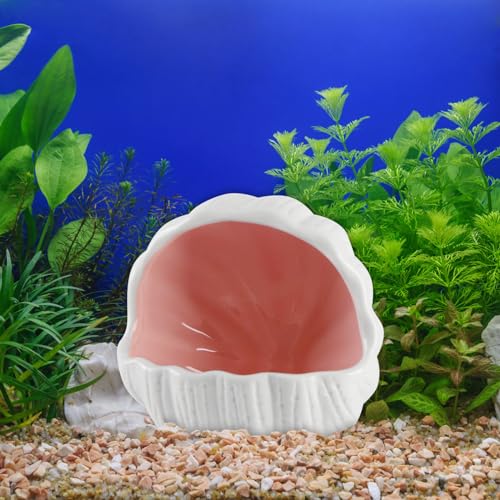 Aquarium Decorations, Cute Ceramic Betta Fish House, Conch Shell-Shaped Fish Tank Decor Accessory with Pearls, Hideout Cave for Fish Shrimp to Play Sleep Breed Rest (Pink) - color: Pink & Pearl