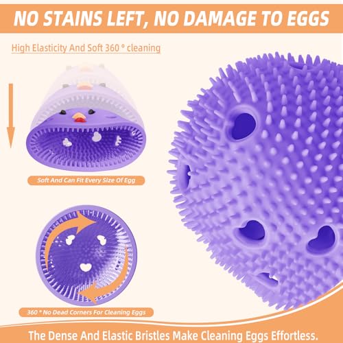 Silicone Egg Brush Cleaner, Egg Washer for Fresh Eggs, Egg Cleaner for Fresh Eggs, Egg Scrubber for Fresh Eggs, Reusable Cleaning Tools for Egg Washer (Purple) - color: Purple