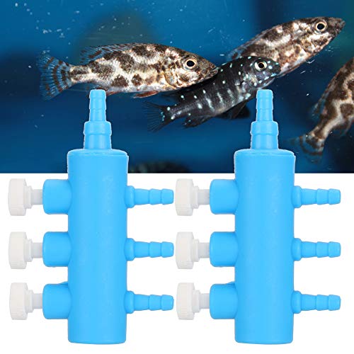 2pcs Aquarium Air Splitter, Aquarium Air Control Lever Valve Distributor Splitter Airline Tube Connector Air Pump Accessories for Fish - color: 3 Way