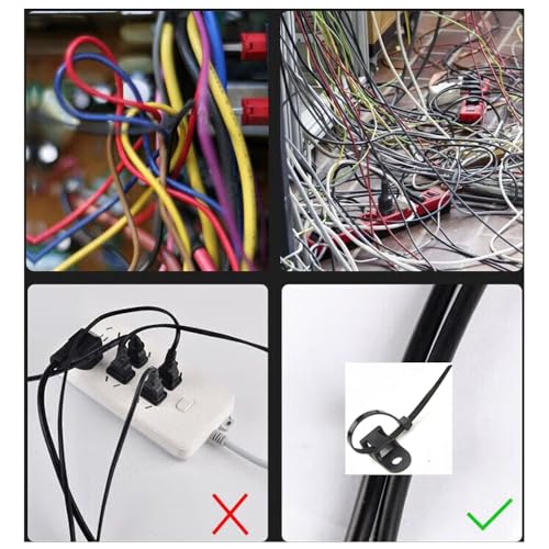 Black Cable Zip Tie Mounts Kit - 100 Pcs Saddle Type Mounts Base With 100 6" Nylon Cable Ties And 100 Tapping Screws - size: 6 Inch